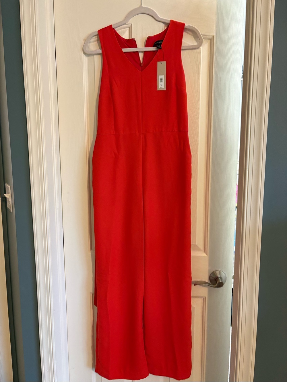 Banana Republic Red Sleeveless V-Neck Maxi Dress
